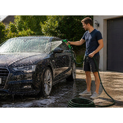 Flexibele Tuinslang 22,5 Meter – Uitschuifbare Tuinslang Met Sproeipistool – Tuinslang Met Kraanadapter – Waterslang Voor Tuin, Terras en Auto