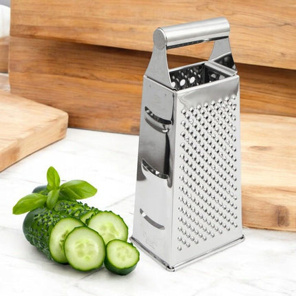 Meyerhoff Keukenrasp 4-Zijdig RVS – Handrasp voor Kaas, Groente en Fruit – 24 cm Hoog – Ergonomisch Keukengerei