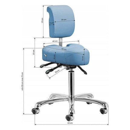 Giovanni Ergonomische Podologie Cosmetische Zadelkruk Met Rugleuning - Kapperskruk Pedicure Schoonheidsspecialist Blauw