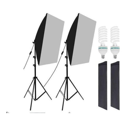 Softbox Verlichting Set van 2 – Fotostudio Daglichtlampen met Statief – 48x67 cm – Hoogte Verstelbaar – Professionele Studiolampen voor Foto & Video