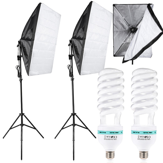 Softbox Verlichting Set van 2 – Fotostudio Daglichtlampen met Statief – 48x67 cm – Hoogte Verstelbaar – Professionele Studiolampen voor Foto & Video