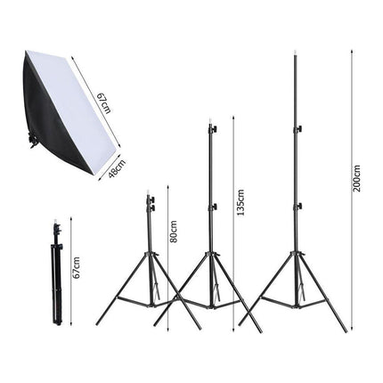 Softbox Verlichting Set van 2 – Fotostudio Daglichtlampen met Statief – 48x67 cm – Hoogte Verstelbaar – Professionele Studiolampen voor Foto & Video