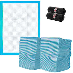 Puppy Trainingspads 100 Stuks 45 x 33 cm – Puppy Onderleggers – Zindelijkheidstraining – Absorberende Puppy Pads – Inclusief 30 Poepzakjes