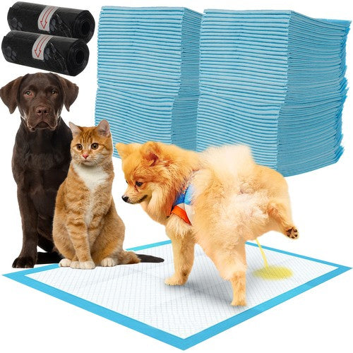 Puppy Trainingspads 100 Stuks 45 x 33 cm – Puppy Onderleggers – Zindelijkheidstraining – Absorberende Puppy Pads – Inclusief 30 Poepzakjes