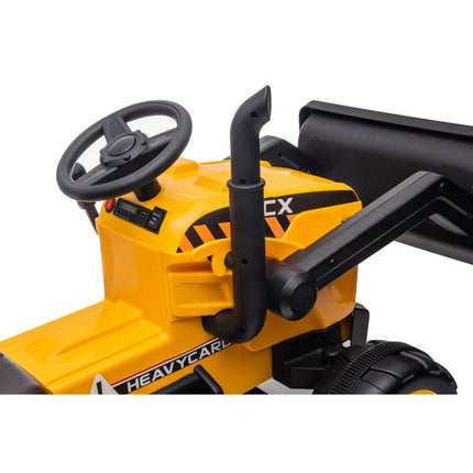 Elektrische kinder tractor met voorlader en trailer - accu tractor voor kinderen tot 30kg max 2,5 - 3,5km/h geel