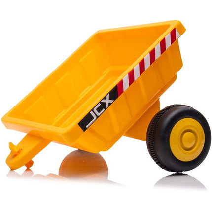 Elektrische kinder tractor met voorlader en trailer - accu tractor voor kinderen tot 30kg max 2,5 - 3,5km/h geel
