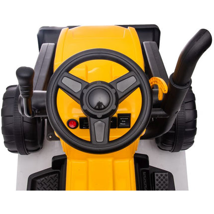 Elektrische kinder tractor met voorlader en trailer - accu tractor voor kinderen tot 30kg max 2,5 - 3,5km/h geel