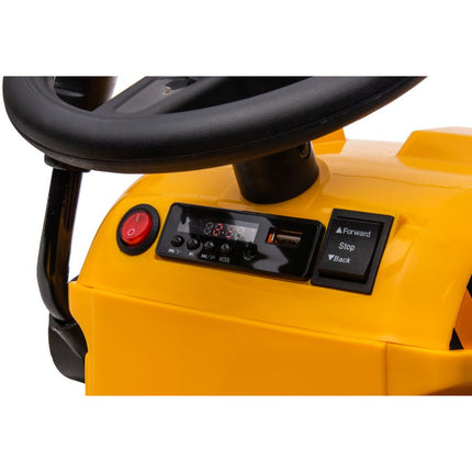 Elektrische kinder tractor met voorlader en trailer - accu tractor voor kinderen tot 30kg max 2,5 - 3,5km/h geel