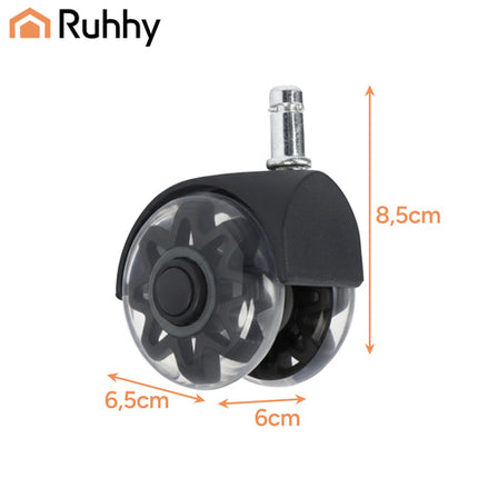 Universele bureaustoelwielen  – Set van 5 – Stille PU Wielen – 11x22 mm – Krasvrij & 360° Draaibaar – Voor Parket, Tegels en Tapijt