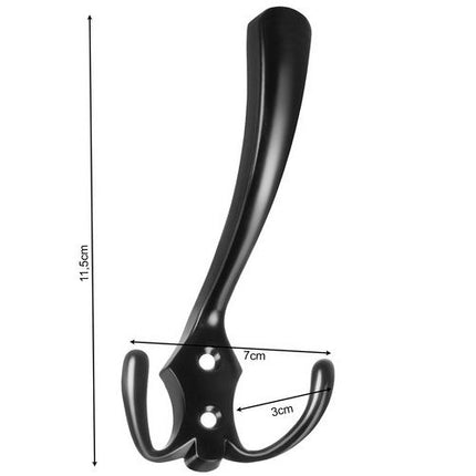 Malatec Wandhangers Loftstijl – Set van 5 – Zware Kwaliteit Zinklegering – Drievoudige Haken – Matzwart Industrieel Design