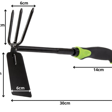 Dubbele Handhak 31 cm – Handcultivator en Tuinhak – 2-in-1 Onkruidwieder – Voor Losmaken van Grond en Wieden
