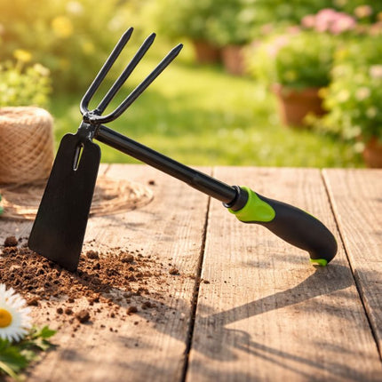 Dubbele Handhak 31 cm – Handcultivator en Tuinhak – 2-in-1 Onkruidwieder – Voor Losmaken van Grond en Wieden