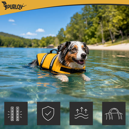 Reddingsvest Hond L – Honden Zwemvest 10-20 kg – Veiligheidsvest voor Honden – Reflecterend – Geel