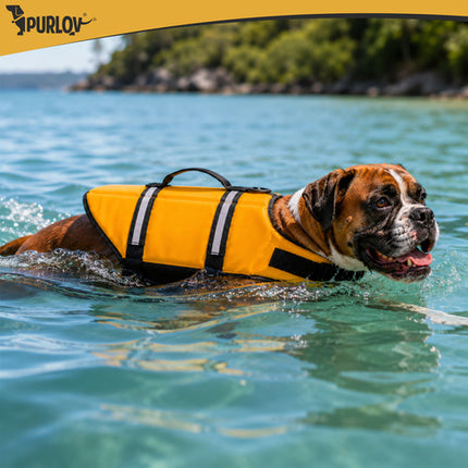 Reddingsvest Hond L – Honden Zwemvest 10-20 kg – Veiligheidsvest voor Honden – Reflecterend – Geel
