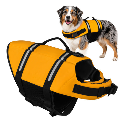 Reddingsvest Hond L – Honden Zwemvest 10-20 kg – Veiligheidsvest voor Honden – Reflecterend – Geel