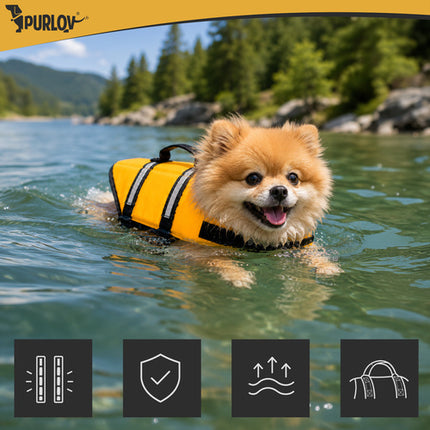 Reddingsvest Hond S – Honden Zwemvest 4-7 kg – Veiligheidsvest voor Honden – Reflecterend – Geel