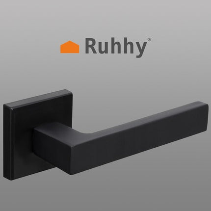 Ruhhy Zwarte Matte Deurklink voor Binnendeuren – Modern Design – Inclusief Rozet – Stil & Duurzaam – Universeel Links en Rechts Monteerbaar