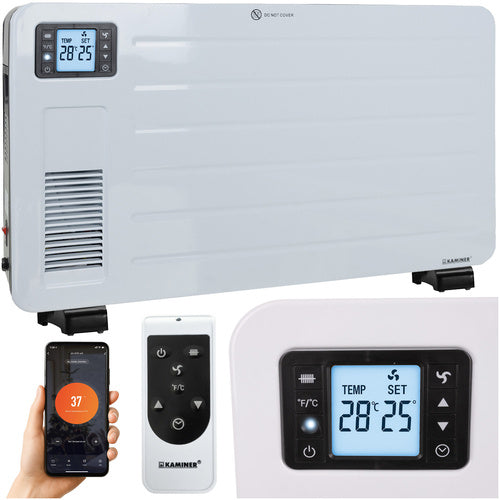 Kaminer Ziflo 2300W Elektrische Convectorkachel – Wit – WiFi App-bediening – Energiebesparend – Turboheater – 24H Timer – Oververhittings- & Kantelbeveiliging