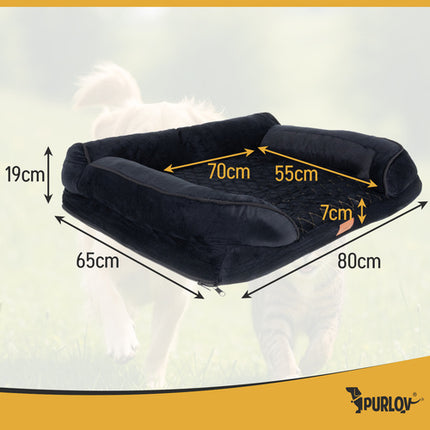 Orthopedische Hondenmand M 80 x 65 cm – Ergonomisch Hondenbed met Traagschuim – Wasbare Hoes – Antislip – Zwart