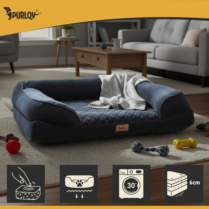 Orthopedische Hondenmand S 65 x 55 cm – Ergonomisch Hondenbed met Traagschuim – Wasbare Hoes – Antislip – Zwart