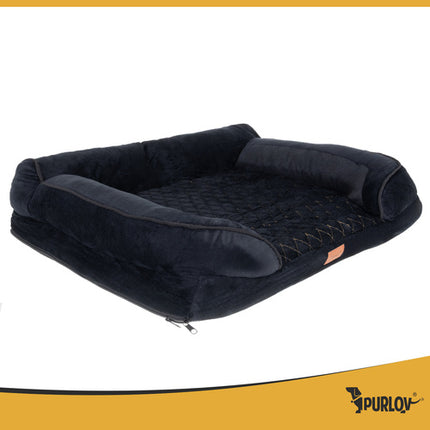 Orthopedische Hondenmand S 65 x 55 cm – Ergonomisch Hondenbed met Traagschuim – Wasbare Hoes – Antislip – Zwart
