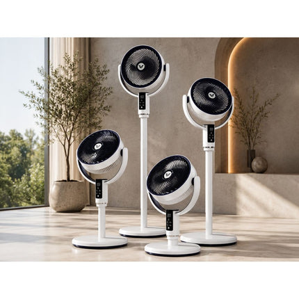 Staande Ventilator met Afstandsbediening – Oplaadbaar – 10 Snelheden – Oscillerend – Verstelbare Hoogte – LED Display – Wit/Zwart