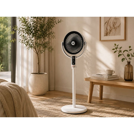Staande Ventilator met Afstandsbediening – Oplaadbaar – 10 Snelheden – Oscillerend – Verstelbare Hoogte – LED Display – Wit/Zwart