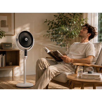 Staande Ventilator met Afstandsbediening – Oplaadbaar – 10 Snelheden – Oscillerend – Verstelbare Hoogte – LED Display – Wit/Zwart