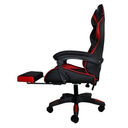Dunmoon deluxe verstelbare game stoel met uitschuifbare voetensteun zwart/rood