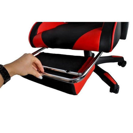 Dunmoon deluxe verstelbare game stoel met uitschuifbare voetensteun zwart/rood