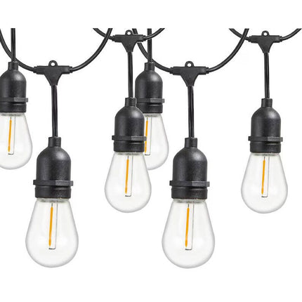 Lichtslinger buiten 15 meter met 15 LED lampen E27 – warm wit – IP44 – koppelbaar – voor tuin, terras en balkon