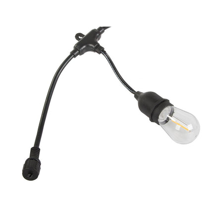 Lichtslinger buiten 10 meter met 10 LED lampen E27 – warm wit – IP44 – koppelbaar – voor tuin, terras en balkon