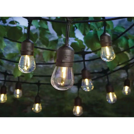 Lichtslinger buiten 10 meter met 10 LED lampen E27 – warm wit – IP44 – koppelbaar – voor tuin, terras en balkon