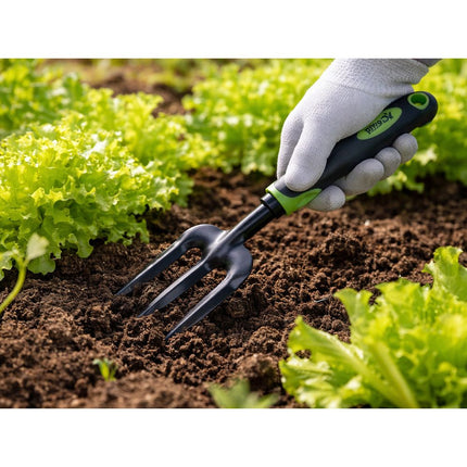 Tuingereedschapset 3-delig met Tas – Tuinset met Troffel, Hark en Handvork – Tuingereedschap – Ergonomisch – Zwart/Groen