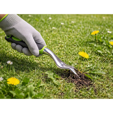 Tuingereedschapset 4-delig met Tas – Tuinset met Grote Troffel, Plantschep, Handvork en Onkruidsteker – Ergonomisch – Zwart/Groen