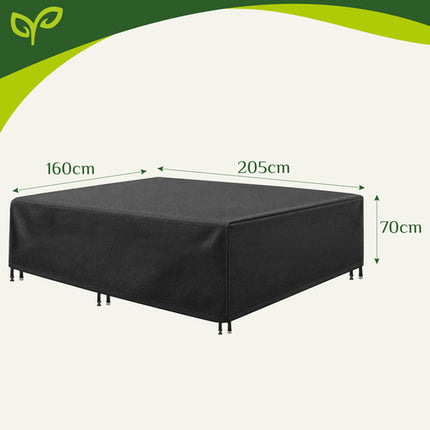 Gardlov Tuinmeubelhoes 205 x 160 x 70 cm – Waterdichte Beschermhoes – UV-Bestendig – Hoes voor Tuinset, Loungeset en Tuintafel – Zwart