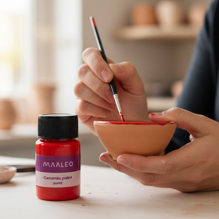 Maaleo Glas- en Keramiekverfset 12×20 ml – Glas-in-loodverf voor Porselein, Mokken & Borden – Ovenbestendige Creatieve Verfset