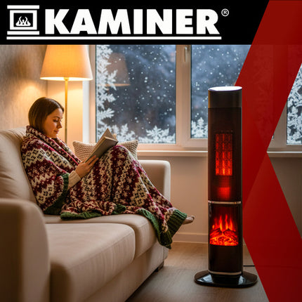Kaminer Ignisse 2000W kolomventilatorkachel – Elektrische kachel met openhaardeffect – Afstandsbediening – Energiezuinig & Stil