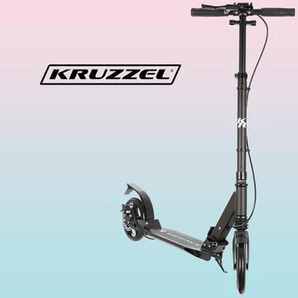 Kruzzel hyperion step voor volwassenen met vering en schijfremmen tot 100kg - opvouwbaar - grote wielen - ideaal voor the last mile - zwart