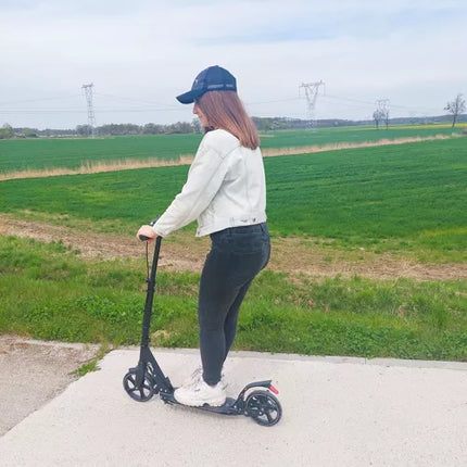 Kruzzel hyperion step voor volwassenen met vering en schijfremmen tot 100kg - opvouwbaar - grote wielen - ideaal voor the last mile - zwart