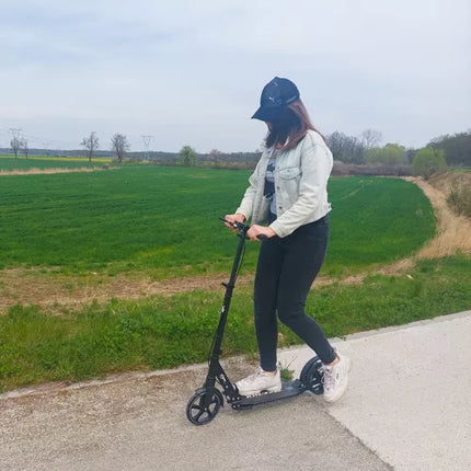 Kruzzel hyperion step voor volwassenen met vering en schijfremmen tot 100kg - opvouwbaar - grote wielen - ideaal voor the last mile - zwart
