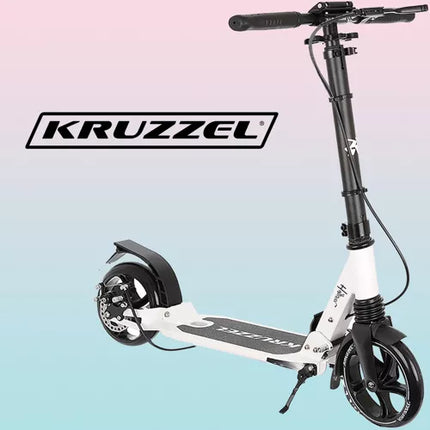 Kruzzel hyperion step voor volwassenen met vering en schijfremmen tot 100kg - opvouwbaar - grote wielen - ideaal voor the last mile - wit