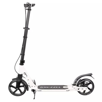 Kruzzel hyperion step voor volwassenen met vering en schijfremmen tot 100kg - opvouwbaar - grote wielen - ideaal voor the last mile - wit