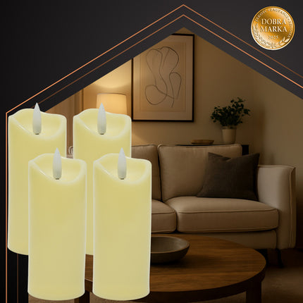 Ruhhy LED Kaarsen 4-delig – 12,5 cm – Warm Wit Flikker Effect – Veilig Grafkaars Inzet – Batterij Led Kaarsen IP20