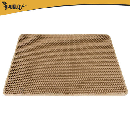 Kattenbakmat XXL 75 x 55 cm – Dubbele Laag Honingraat – Kattenbak Uitloopmat – Waterdicht – Antislip – Beige