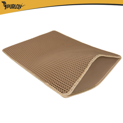 Kattenbakmat XXL 75 x 55 cm – Dubbele Laag Honingraat – Kattenbak Uitloopmat – Waterdicht – Antislip – Beige