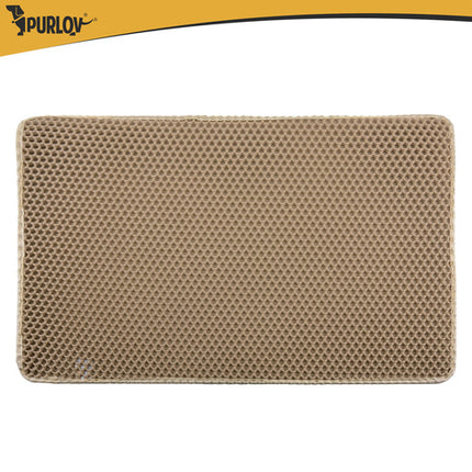 Kattenbakmat XXL 75 x 55 cm – Dubbele Laag Honingraat – Kattenbak Uitloopmat – Waterdicht – Antislip – Beige