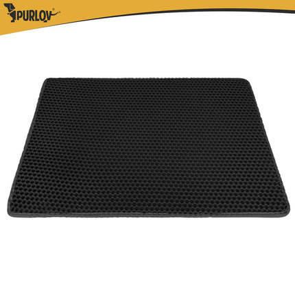 Kattenbakmat XXL 75 x 55 cm – Dubbele Laag Honingraat – Kattenbak Uitloopmat – Waterdicht – Antislip – Zwart