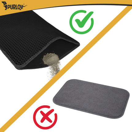 Kattenbakmat XXL 75 x 55 cm – Dubbele Laag Honingraat – Kattenbak Uitloopmat – Waterdicht – Antislip – Zwart