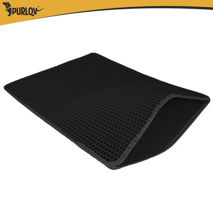Kattenbakmat XXL 75 x 55 cm – Dubbele Laag Honingraat – Kattenbak Uitloopmat – Waterdicht – Antislip – Zwart